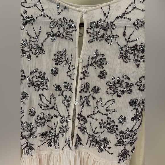 ZARA Embroidered Sequin Top with Ruffle Sleeves Size XS - Picture 6 of 8